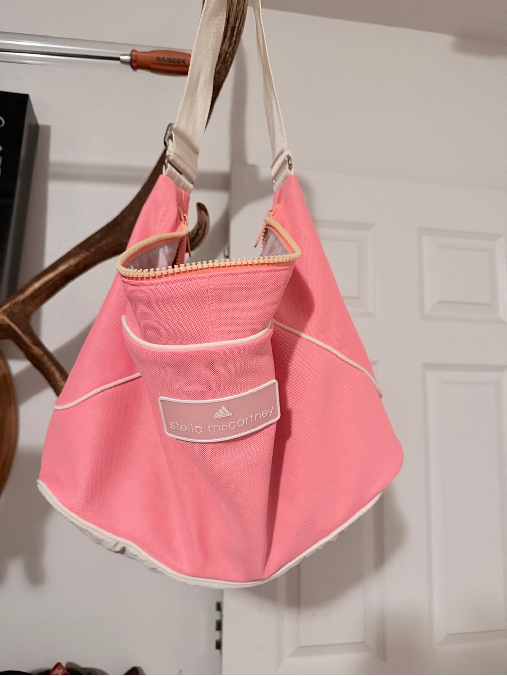 Adidas Stella McCartney Pink Shoulder Bag with Cream Trim